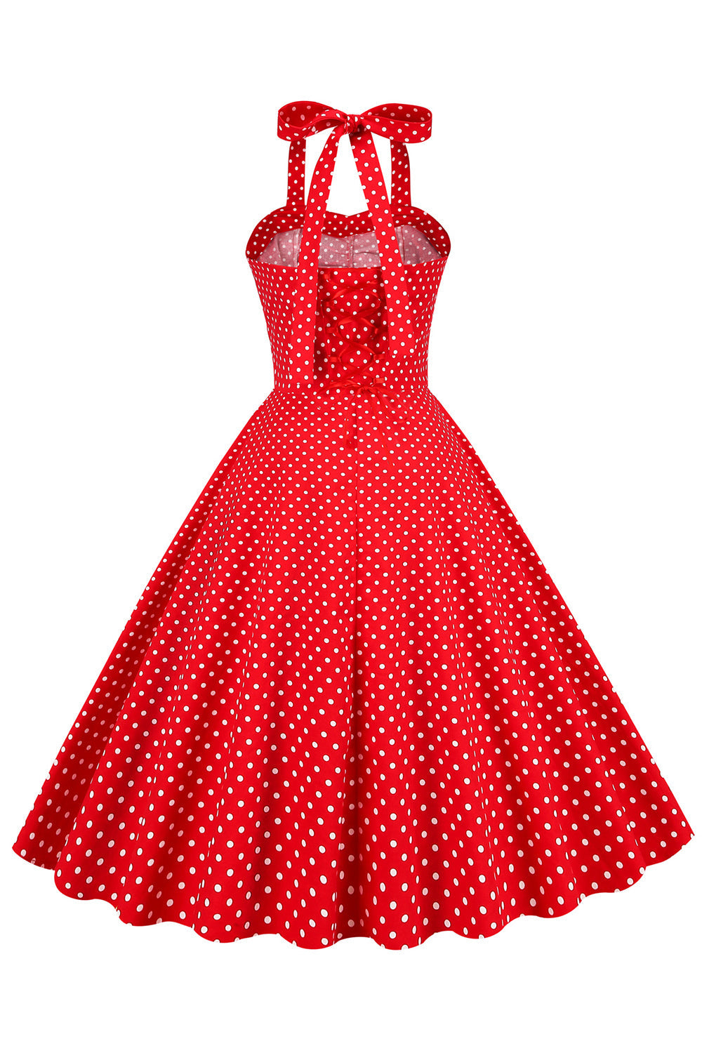 Retro stil Halter Red Polka Dots 1950'erne Kjole