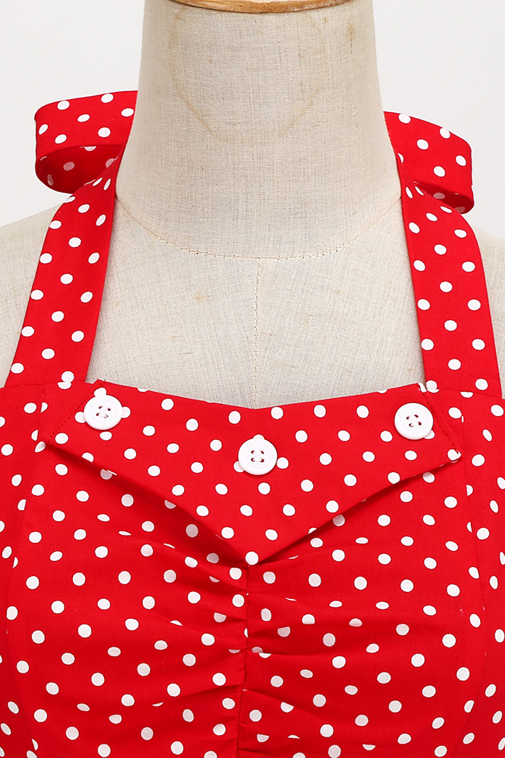 Retro stil Halter Red Polka Dots 1950'erne Kjole