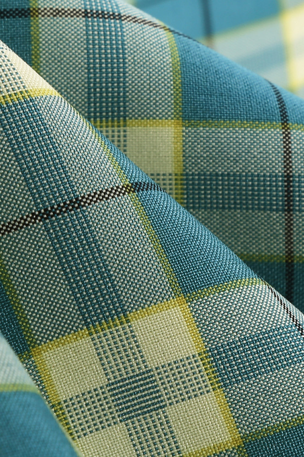 Jewel Neck Green Grid 1950'erne Kjole med korte ærmer