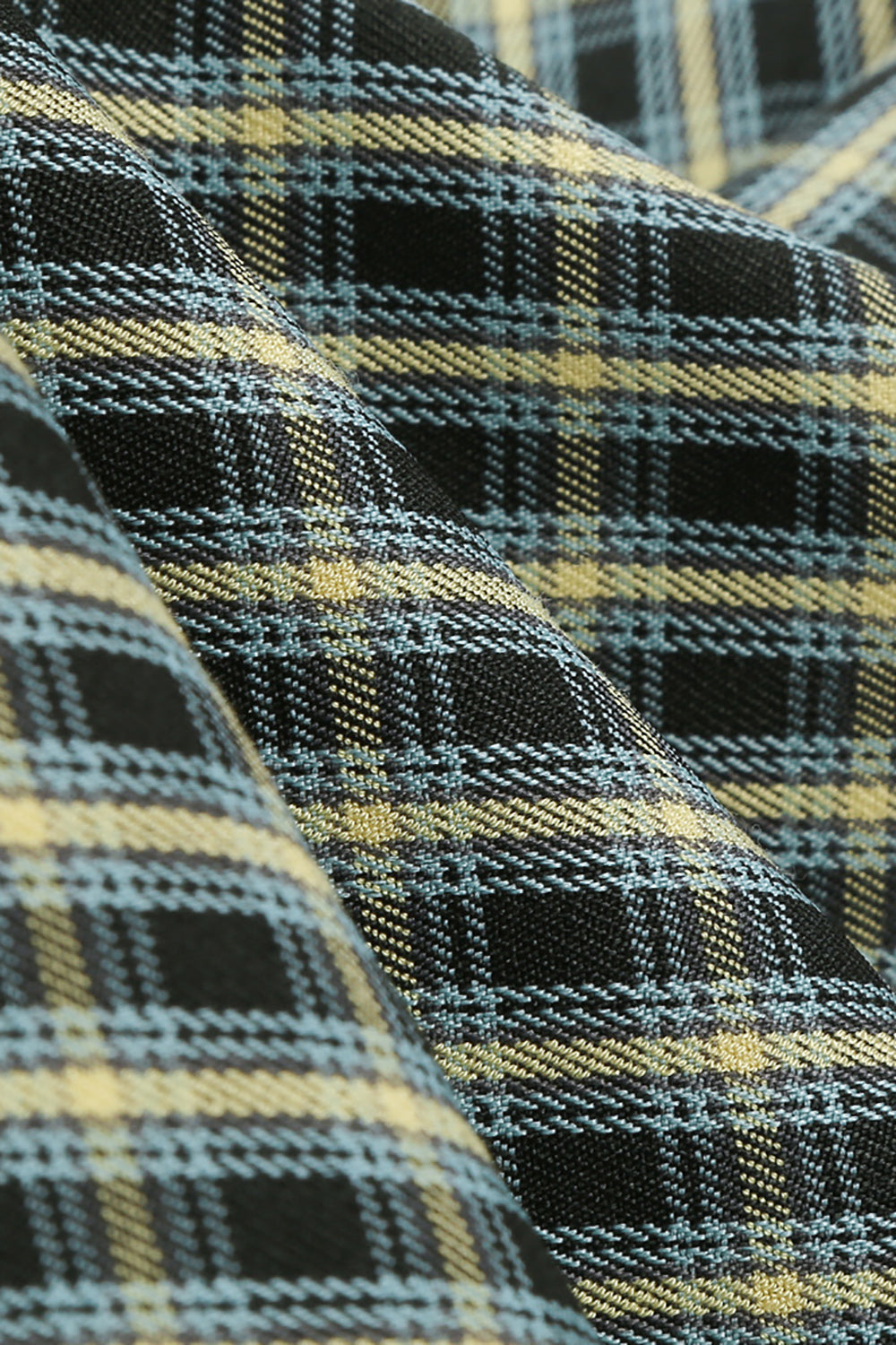 A Line V Neck Green Grid 1950'erne Kjole med 3/4 ærmer