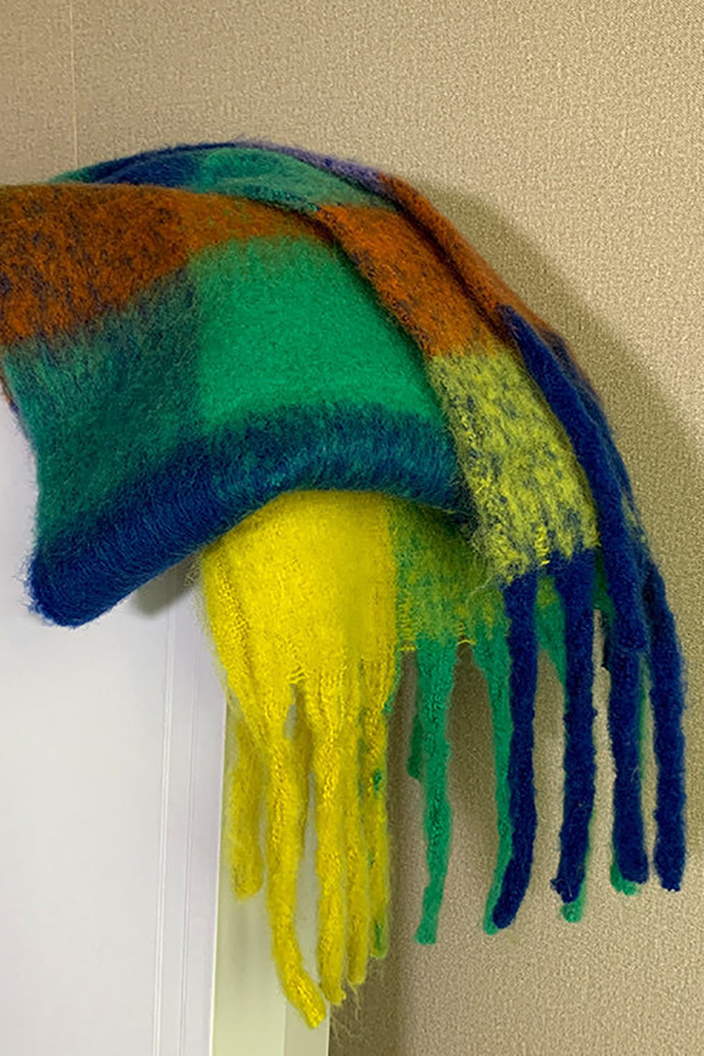 Gul kaffe Faux Cashmere Plaid Tørklæde