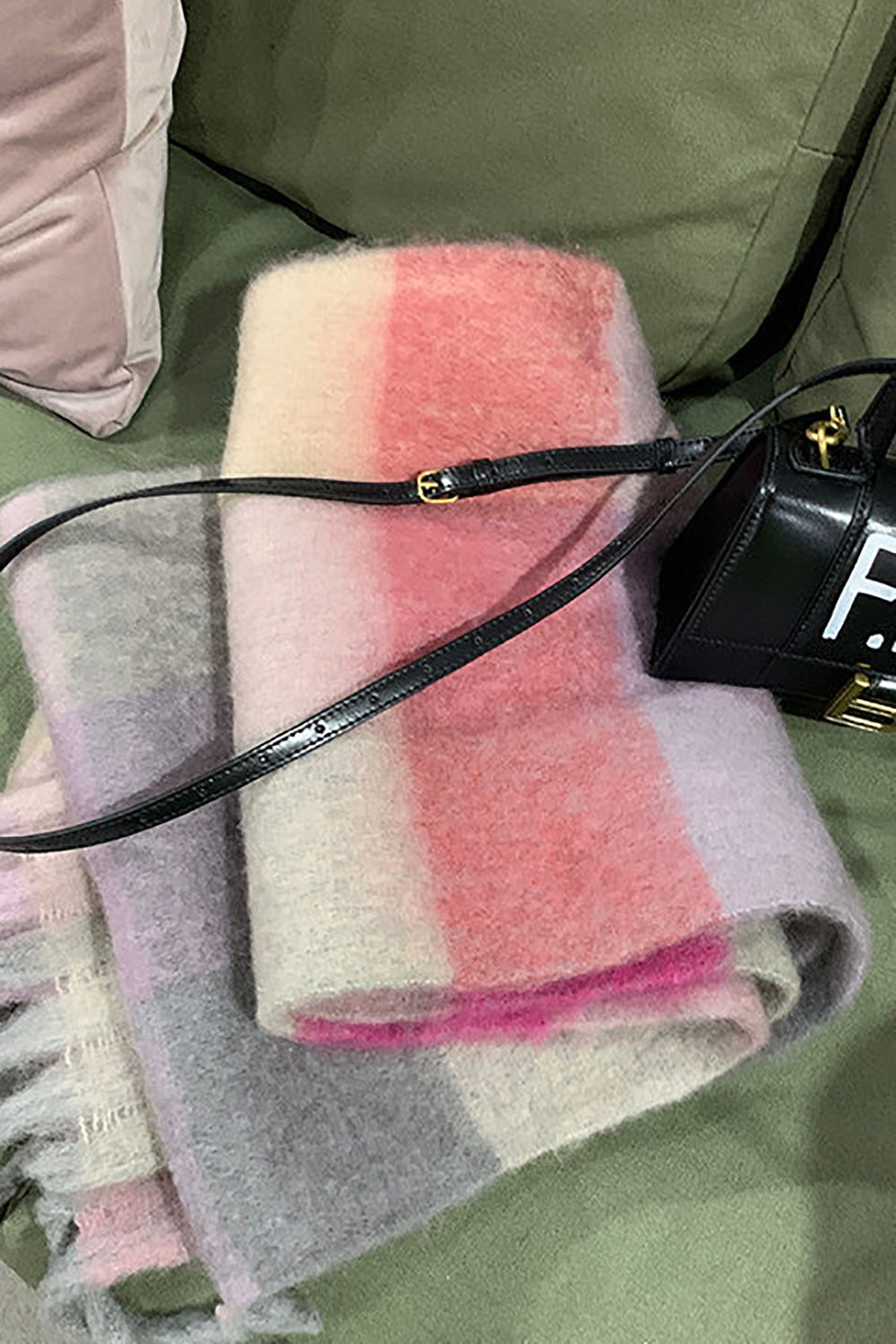 Gul kaffe Faux Cashmere Plaid Tørklæde