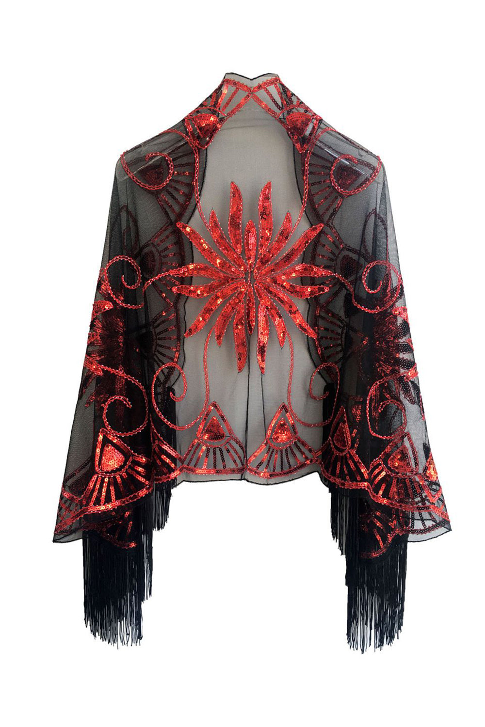 Sort gylden pailletet 1920'ernes kappe med frynser