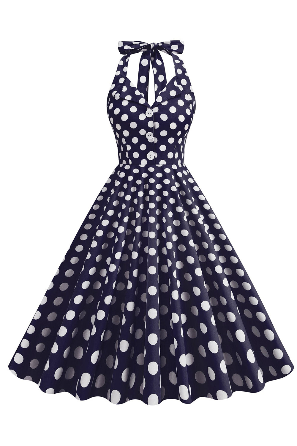 Hepburn Style Polka Dots Blå 1950'er kjole