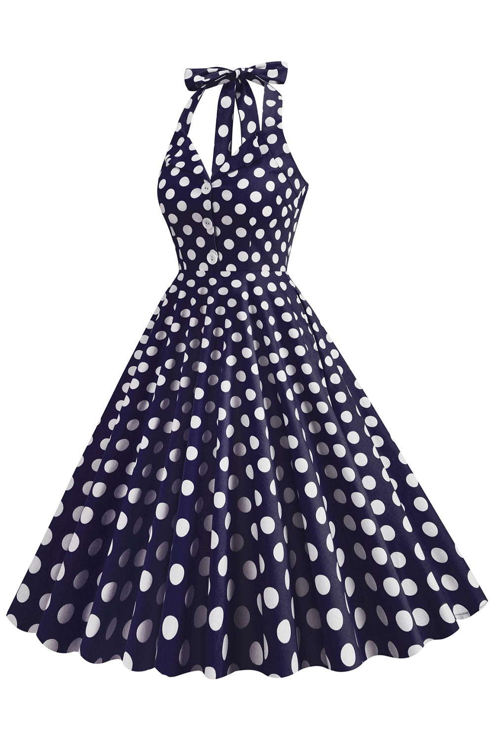 Hepburn Style Polka Dots Blå 1950'er kjole