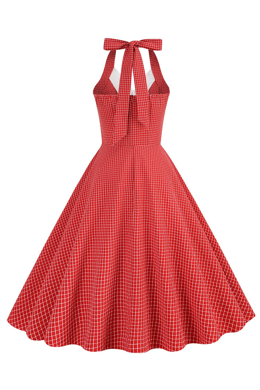 Retro stil halter hals gul 1950'erne kjole med knap