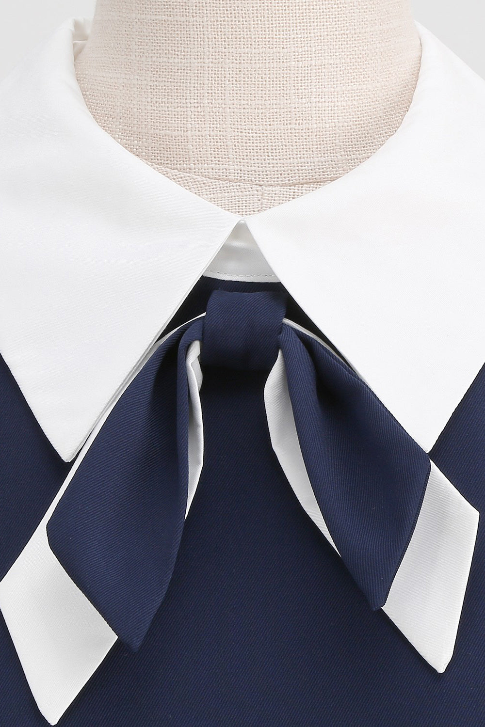 Jewel Neck Navy 1950'erne kjole med Bowknot