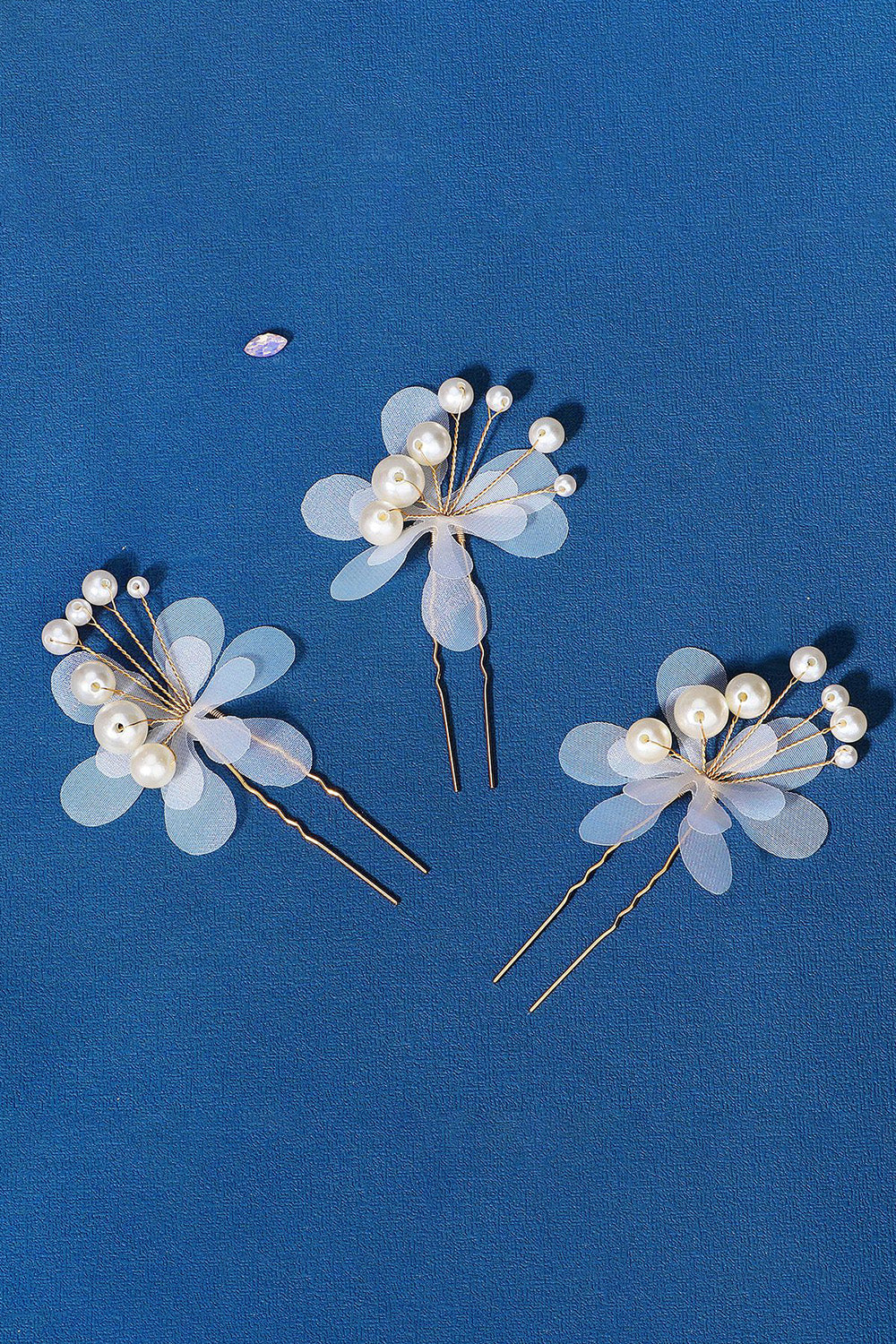Pearl Tre Stykker Håndlavet Blomst Brude Hår Clip