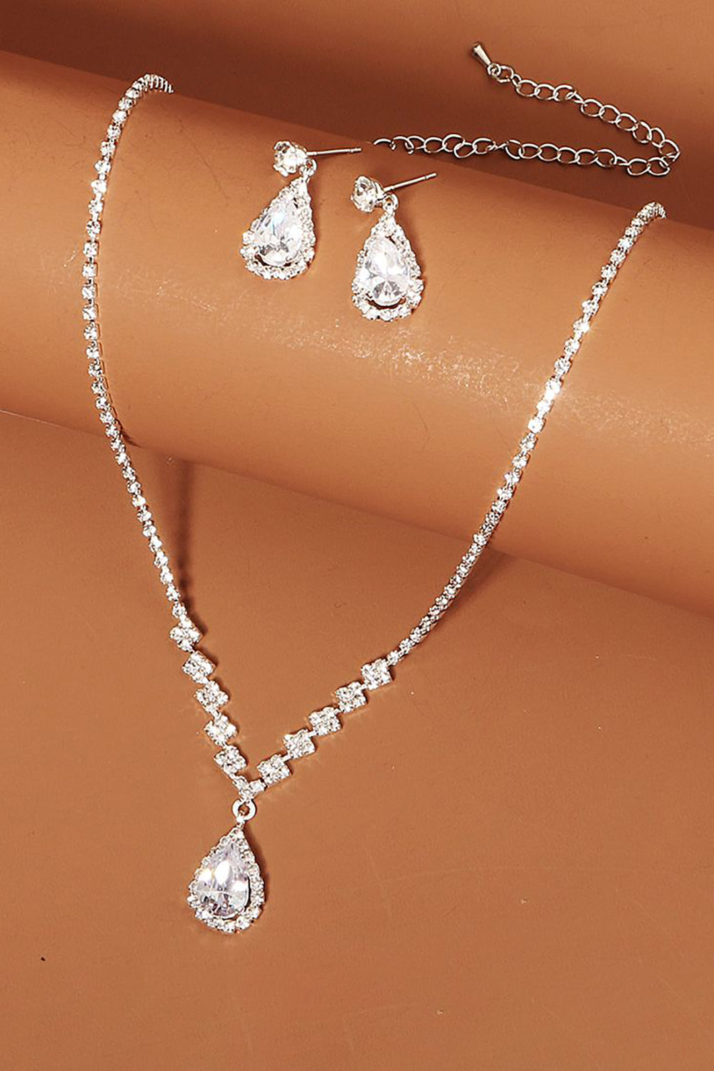Rhinestone Drop Brude Øreringe Halskæde Sæt