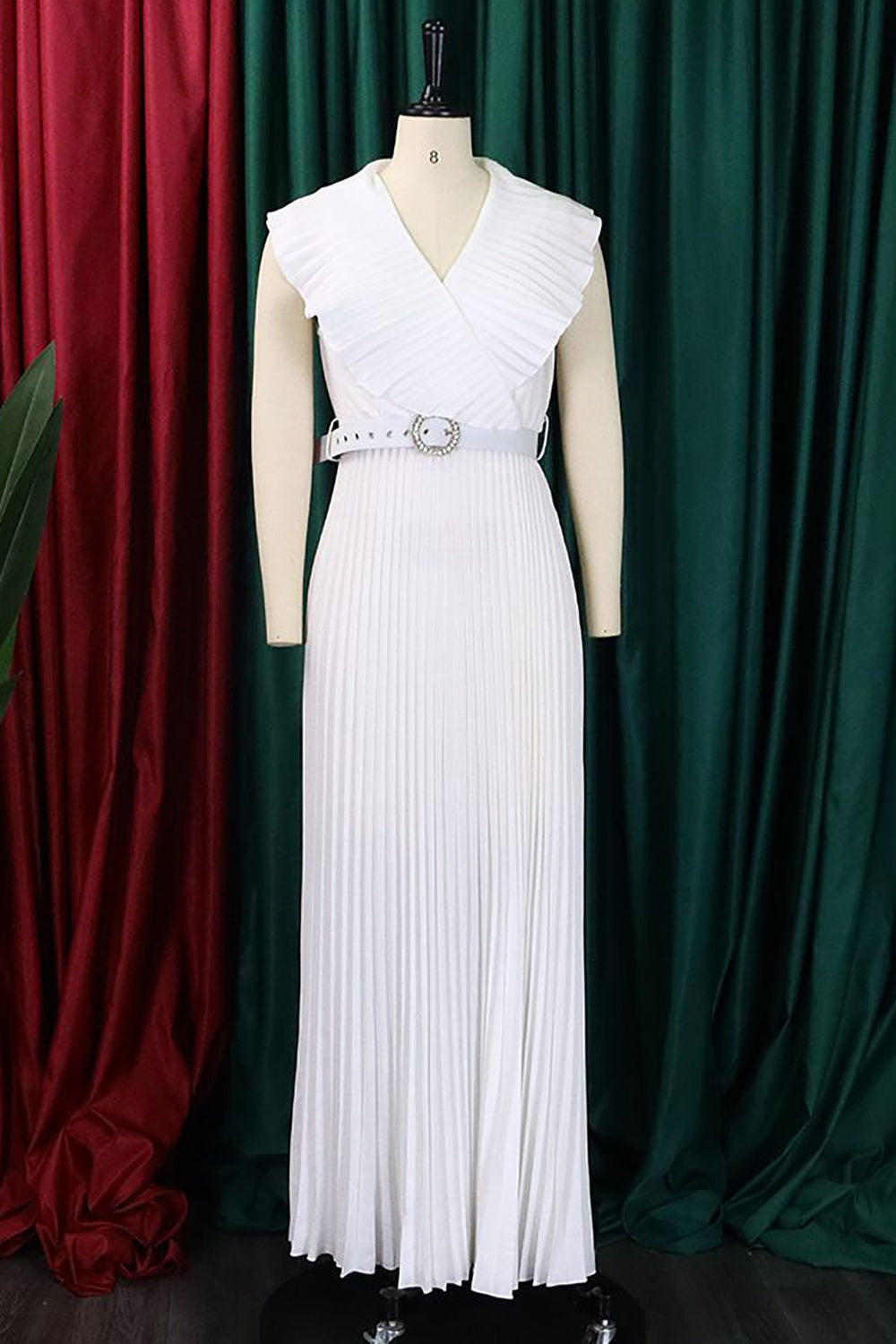 Plus size lilla plisseret lang brudekjole