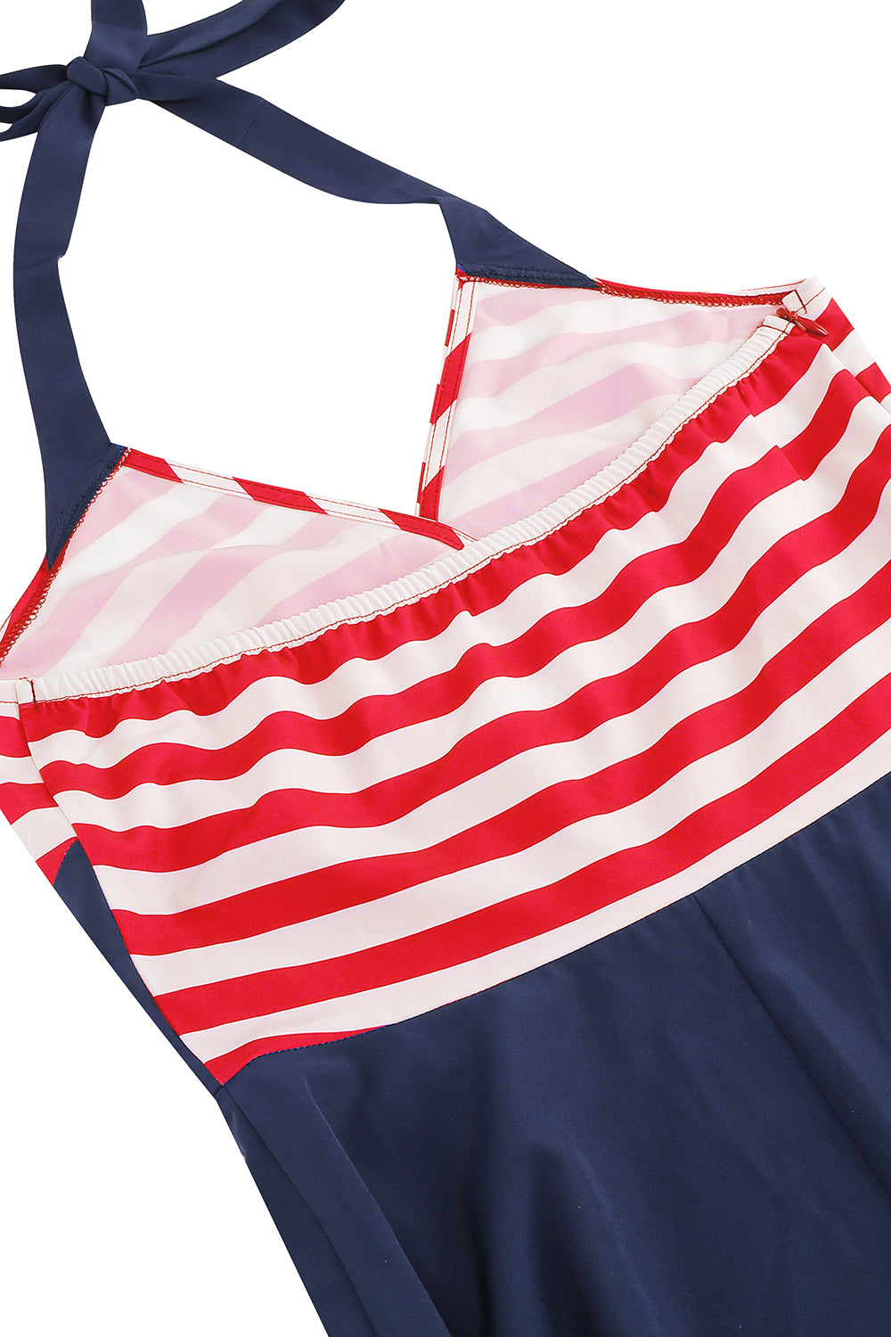 Halter Stripe Blue Swing Retro Kjole med lommer