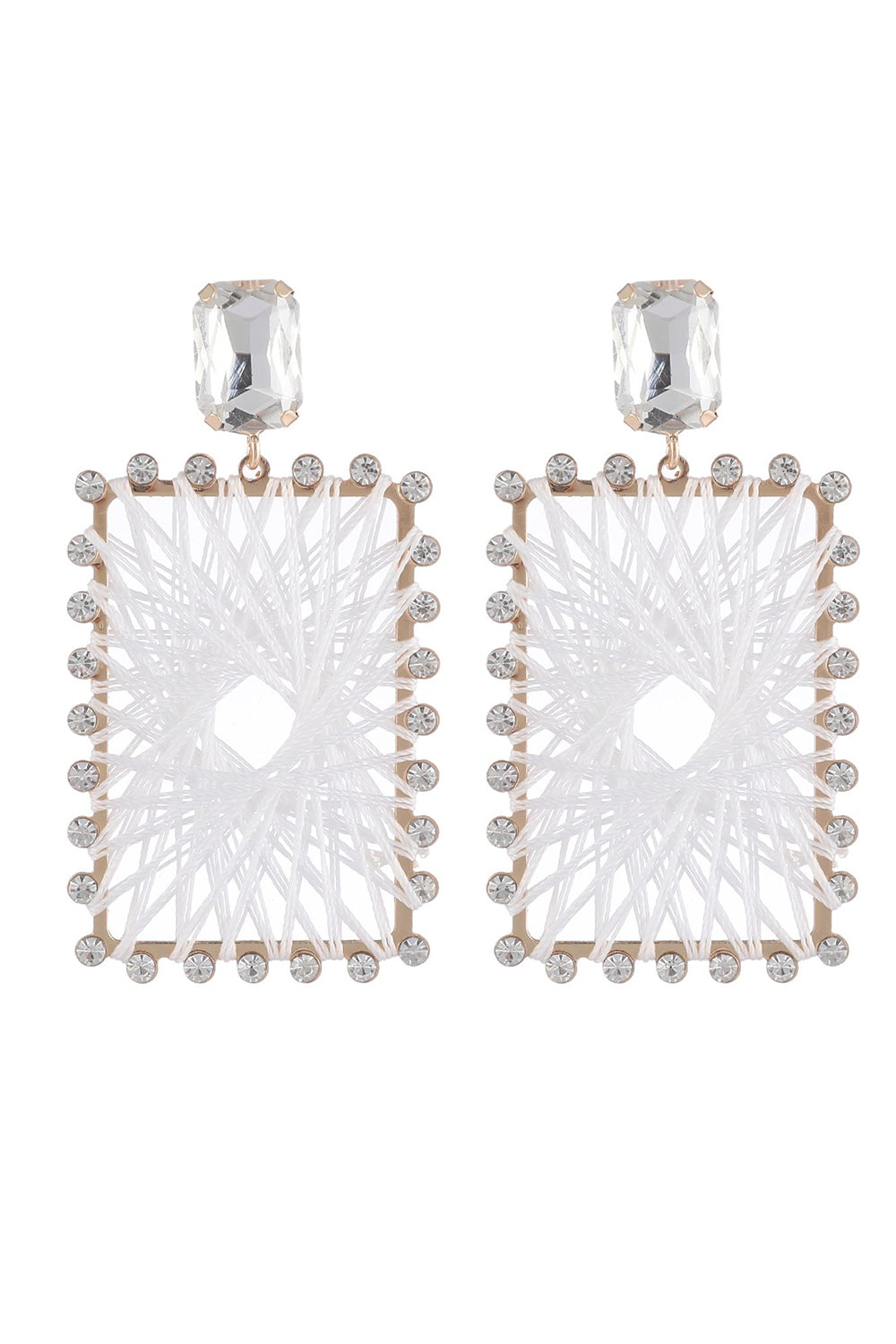 Rhinestones Square flettede øreringe