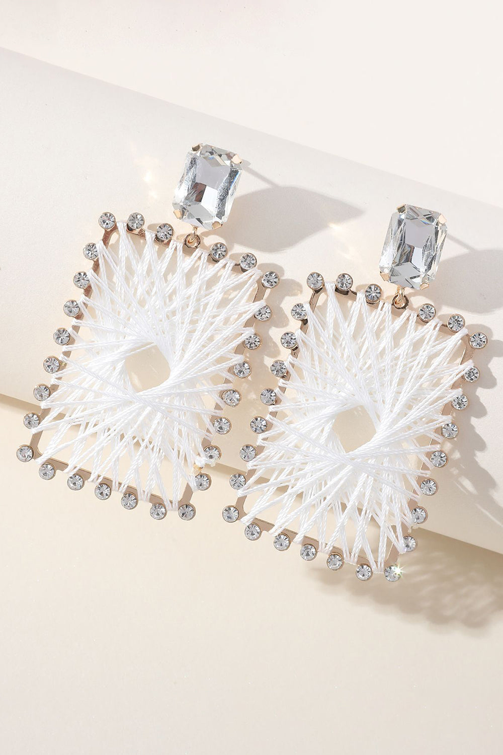 Rhinestones Square flettede øreringe