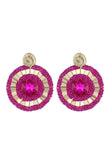 Legering Rhinsten Fuchsia runde øreringe