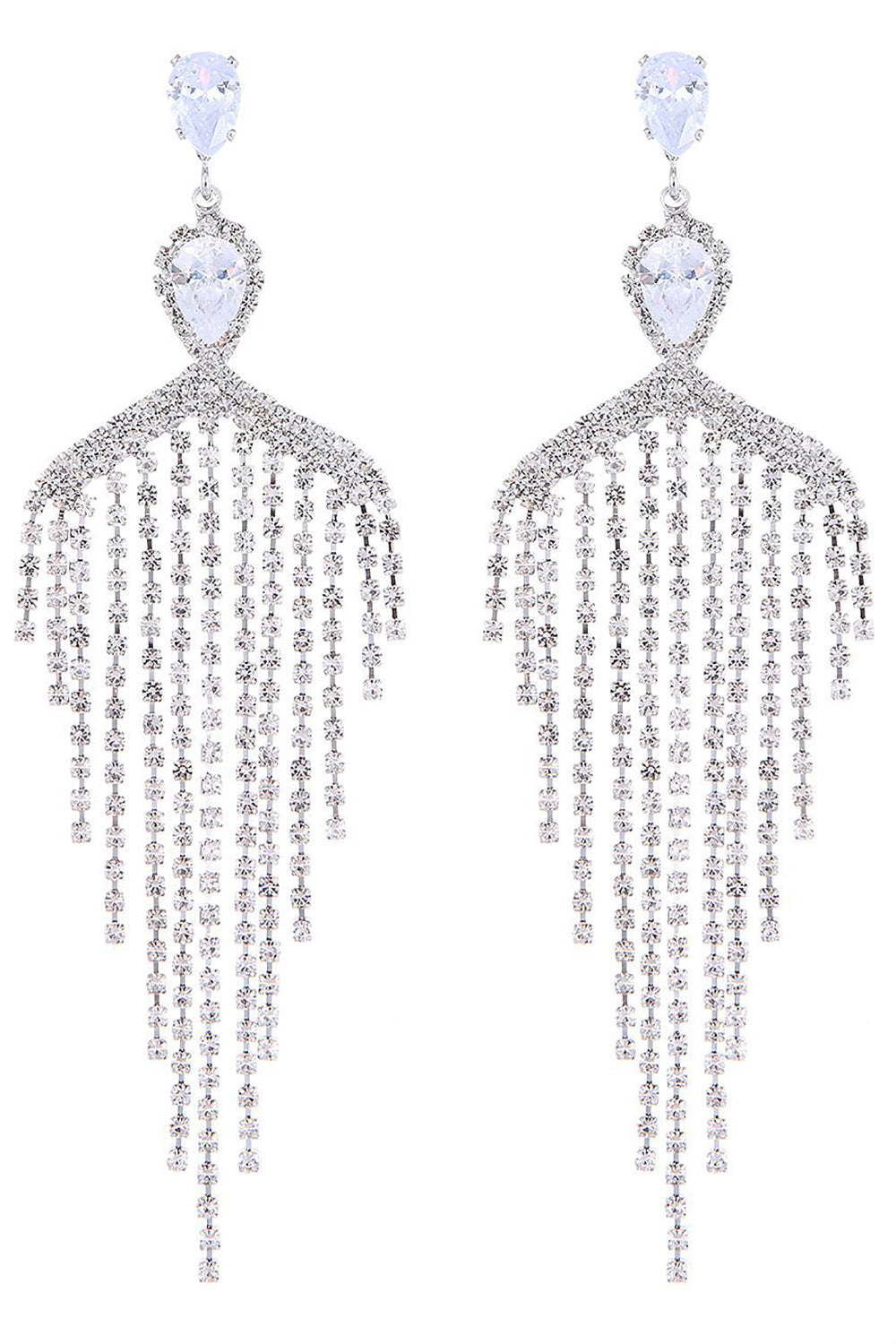 Sølv Zircon Kvast Rhinestones Øreringe