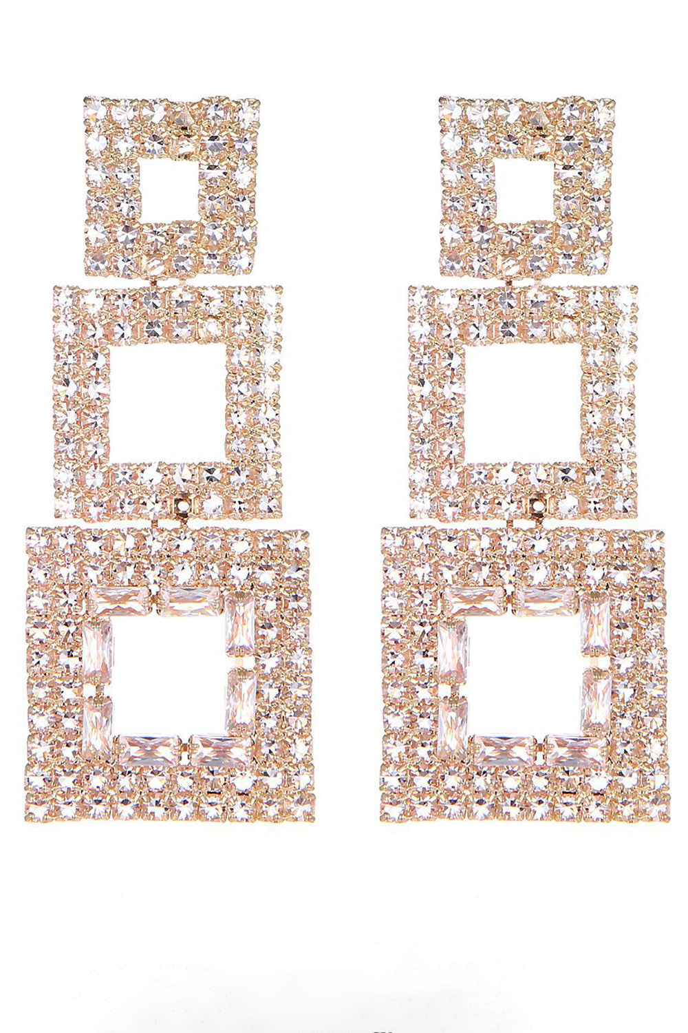 Rhinestones geometriske patchwork firkantede øreringe