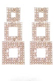 Rhinestones geometriske patchwork firkantede øreringe