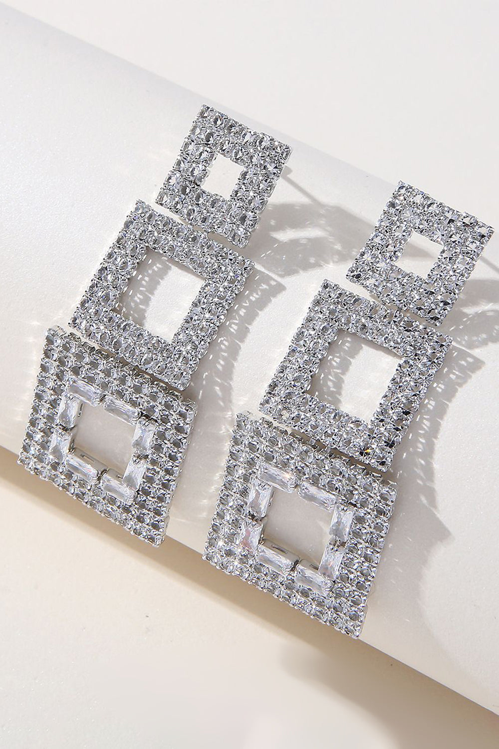 Rhinestones geometriske patchwork firkantede øreringe