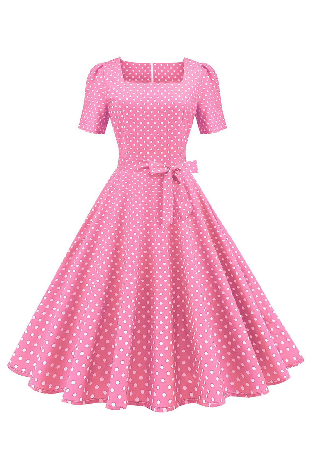 Pink Polka Dots Korte ærmer 1950'erne Kjole