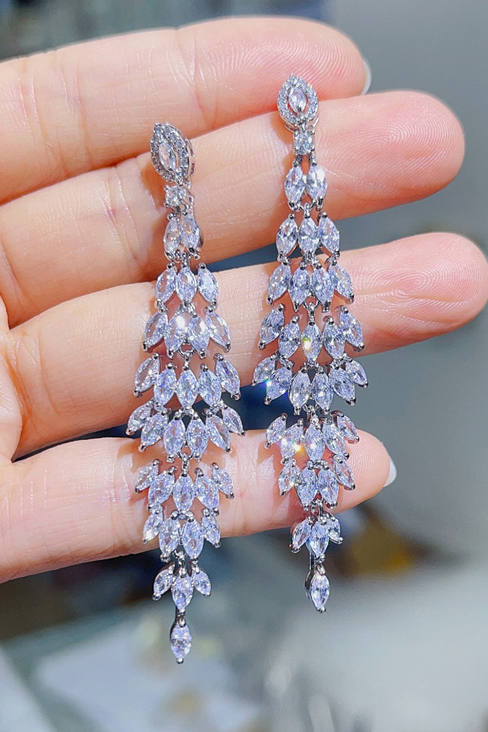 Gul Rhinestone Dangling øreringe