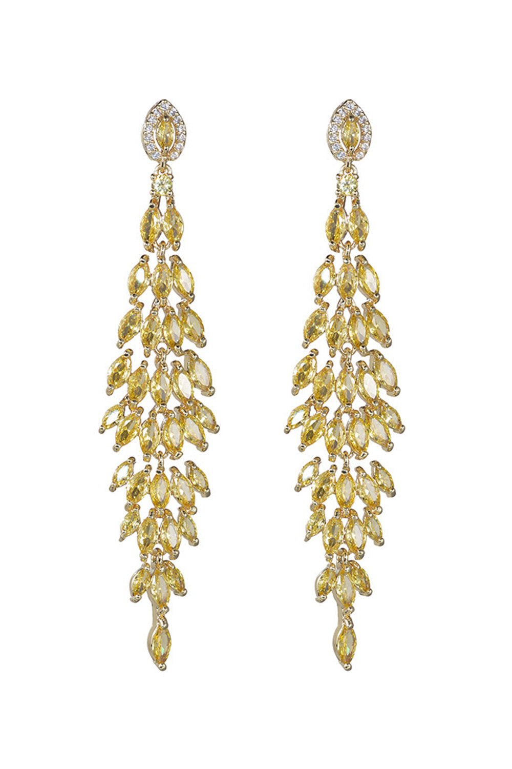 Gul Rhinestone Dangling øreringe