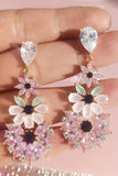 Pink Rhinestone Teardrop Dangle øreringe