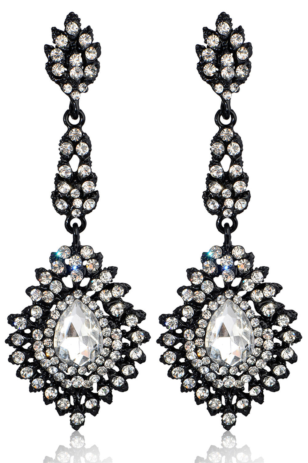 Mørkegrøn Rhinestone Dingle øreringe