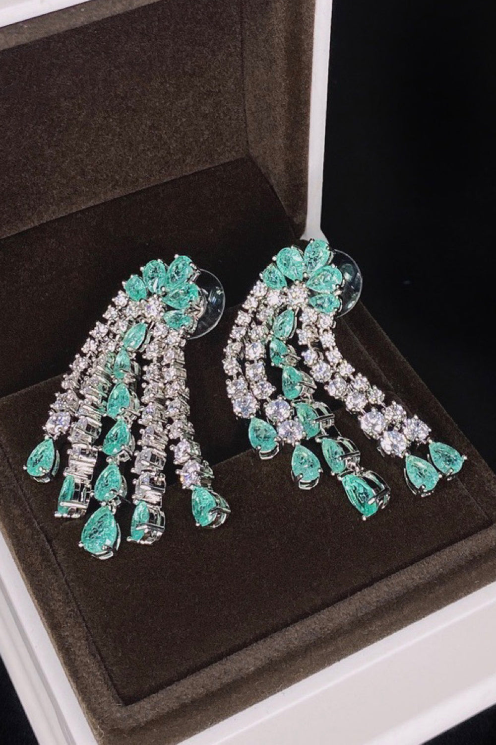 Grøn Glitrende Rhinestone dråbe øreringe til kvinder