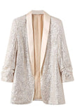 Sparkly Champagne Pailletter Prom Party Blazer til kvinder