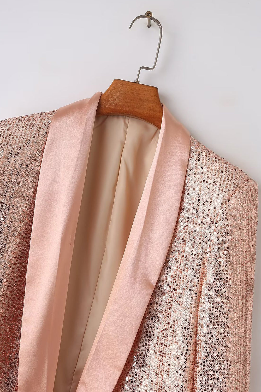 Sparkly Blush Pailletter Kvinder Prom Party Blazer