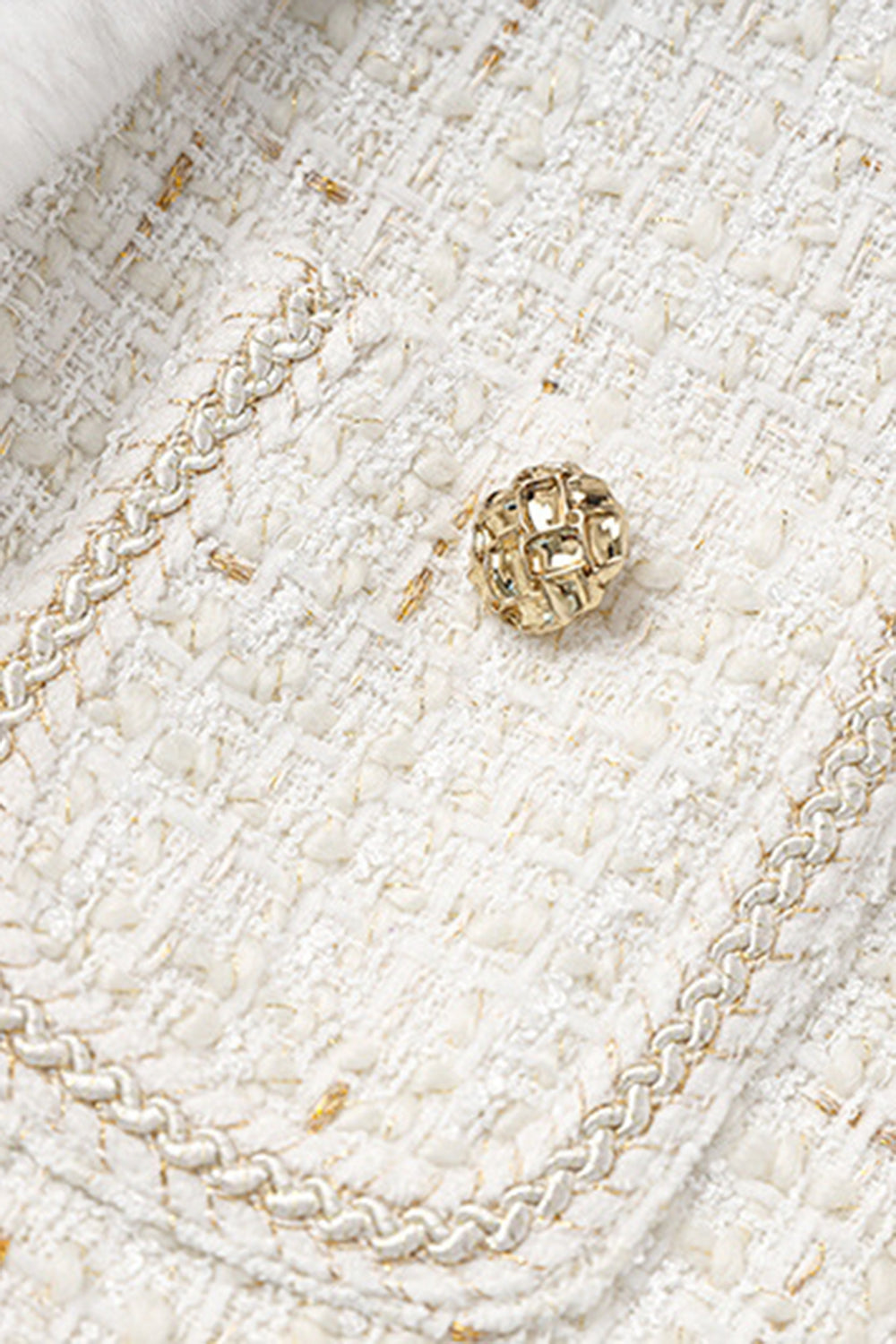 Let luksus hvid uldsplejsning lille stativ krave damejakke