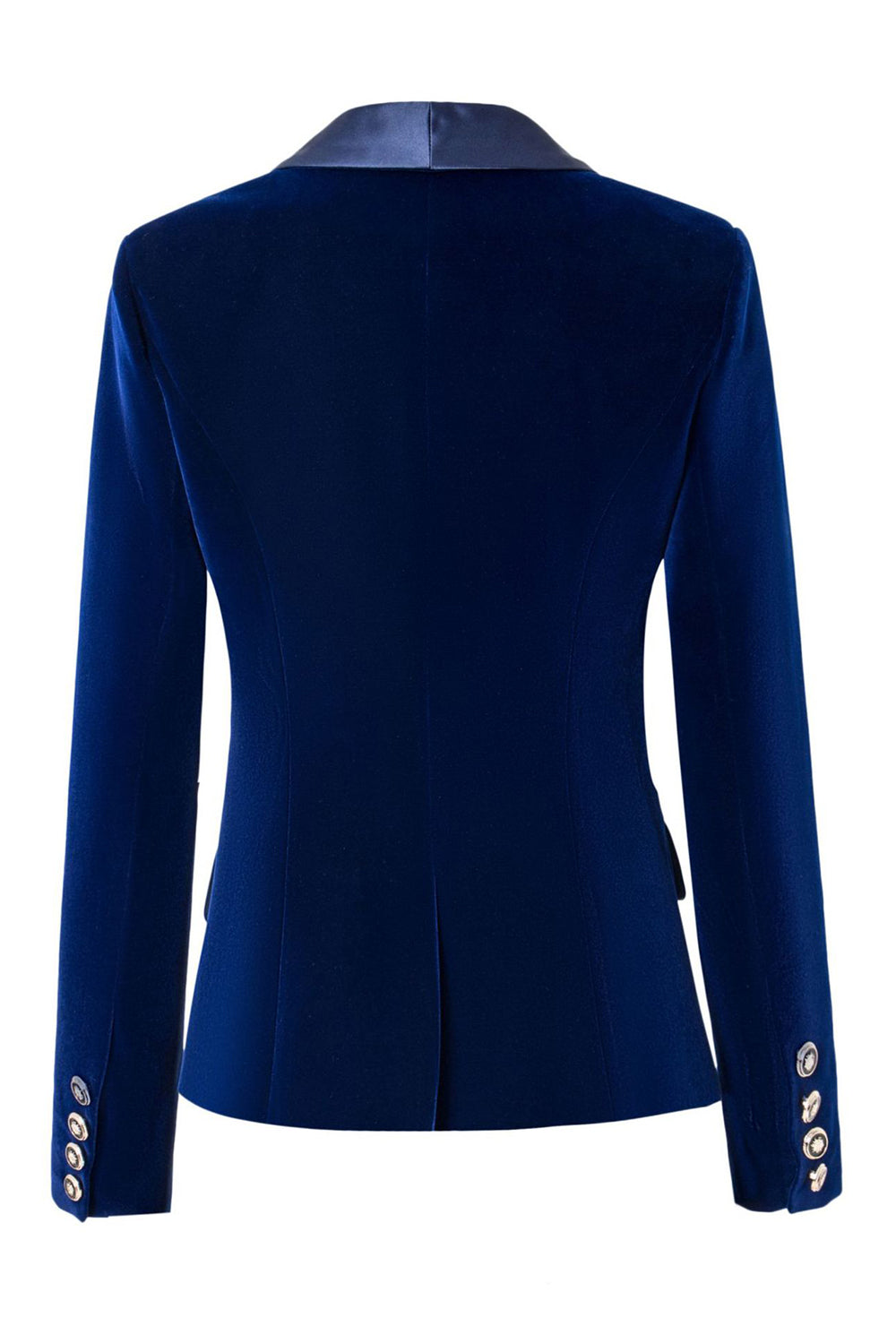 Sort Slim Fit Buttoned Velvet Kvinder Blazer