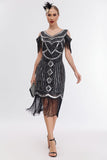 Sort gylden kold skulder frynser 1920'erne Gatsby kjole