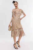 Sort gylden kold skulder frynser 1920'erne Gatsby kjole