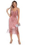 Blush Fringed Spaghetti Straps 1920'erne Gatsby Kjole
