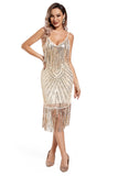 Blush Fringed Spaghetti Straps 1920'erne Gatsby Kjole