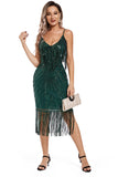 Blush Fringed Spaghetti Straps 1920'erne Gatsby Kjole