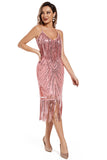 Blush Fringed Spaghetti Straps 1920'erne Gatsby Kjole