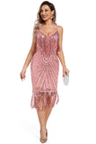 Blush Fringed Spaghetti Straps 1920'erne Gatsby Kjole