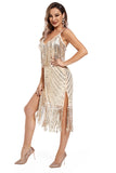 Blush Fringed Spaghetti Straps 1920'erne Gatsby Kjole