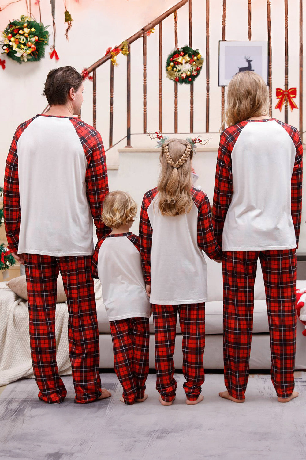 Plaid matchende familie jule pyjamas sæt