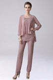 Støvet rose 3 stykke chiffon brudens mor Buksedragter