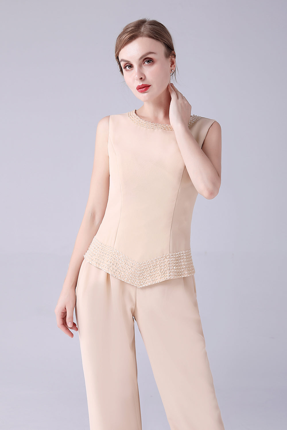 Champagne lang frakke 3 stk mor til bruden buksedragter