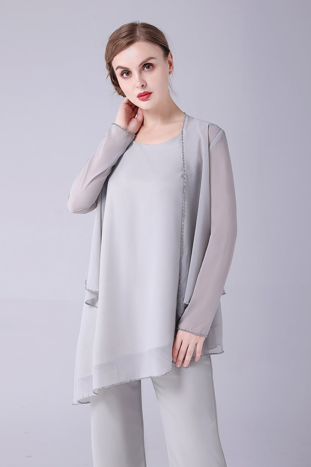 Jumpsuit / buksedragt adskiller scoop ankellang chiffon mor til brudekjolen