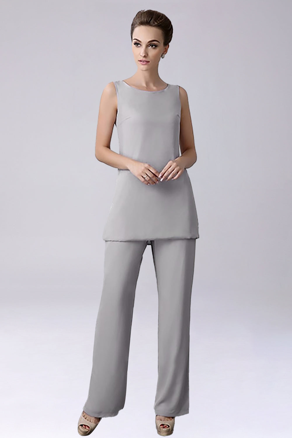 Sliver jumpsuit / buksedragt adskiller gulvlang chiffon mor til brudekjolen