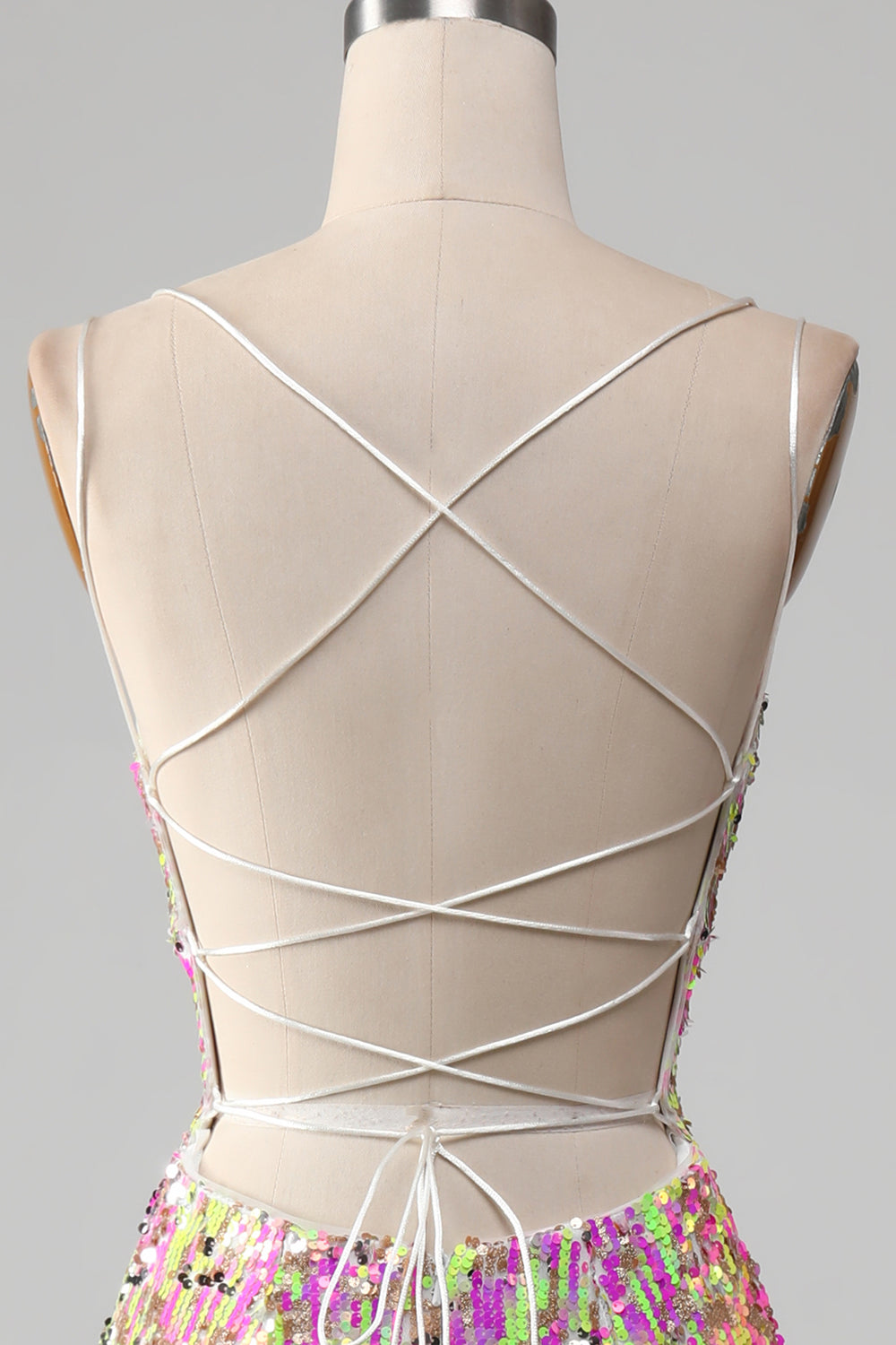 Lys pink glitrende havfrue gallakjole med slids