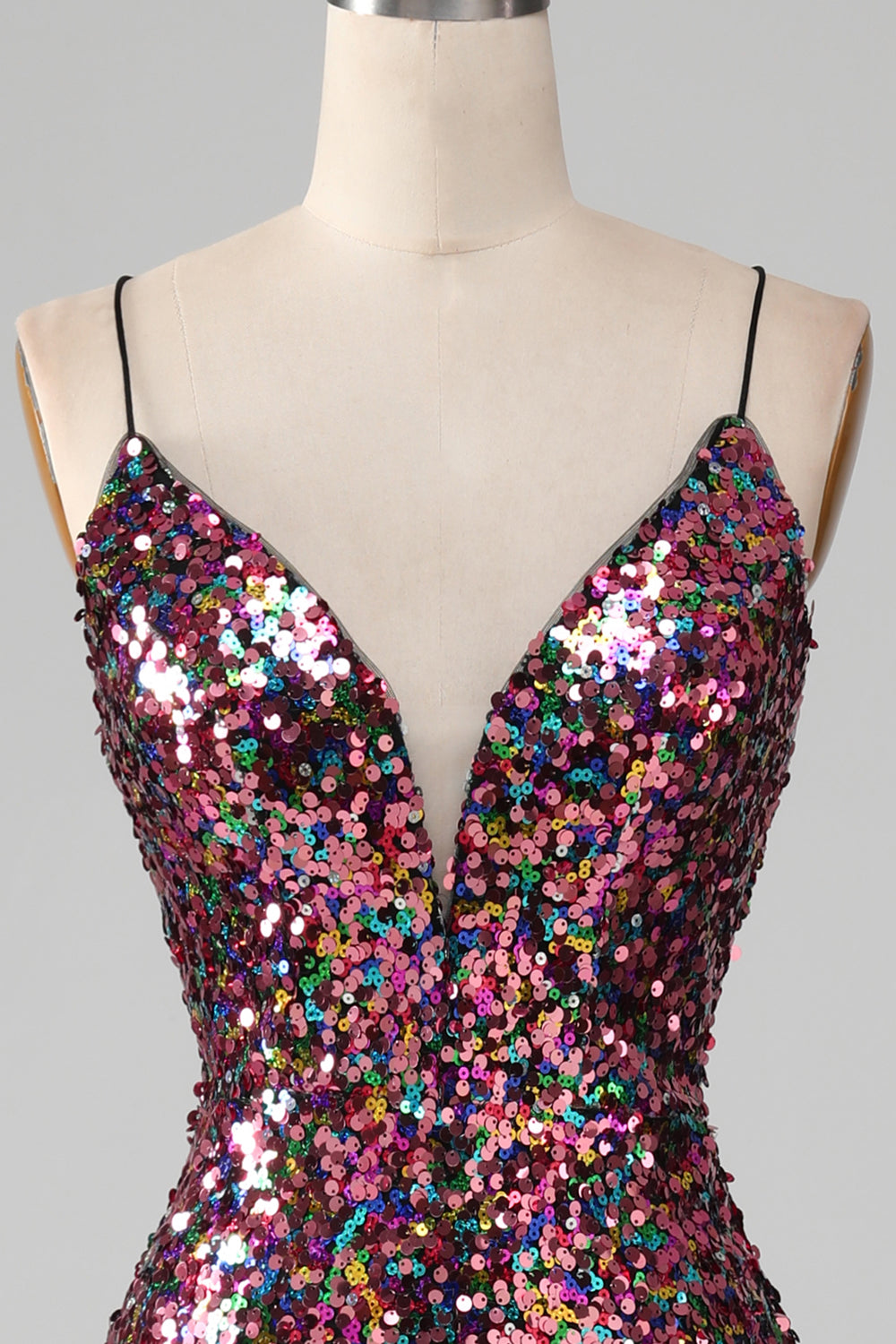 Lilla havfrue glitrende gallakjole med slids