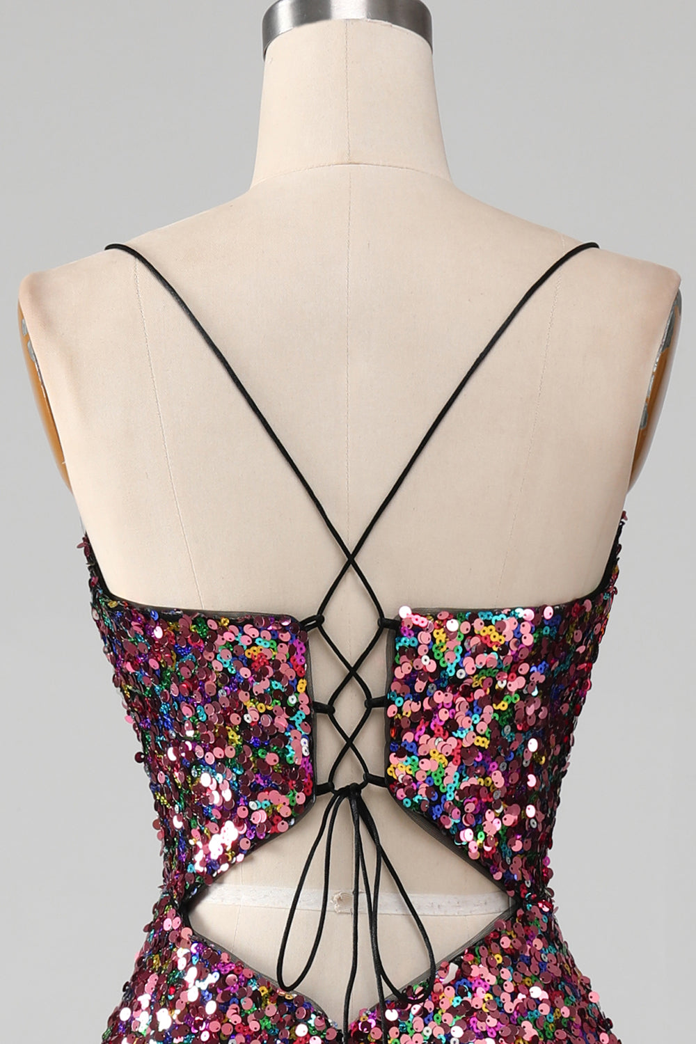 Lilla havfrue glitrende gallakjole med slids