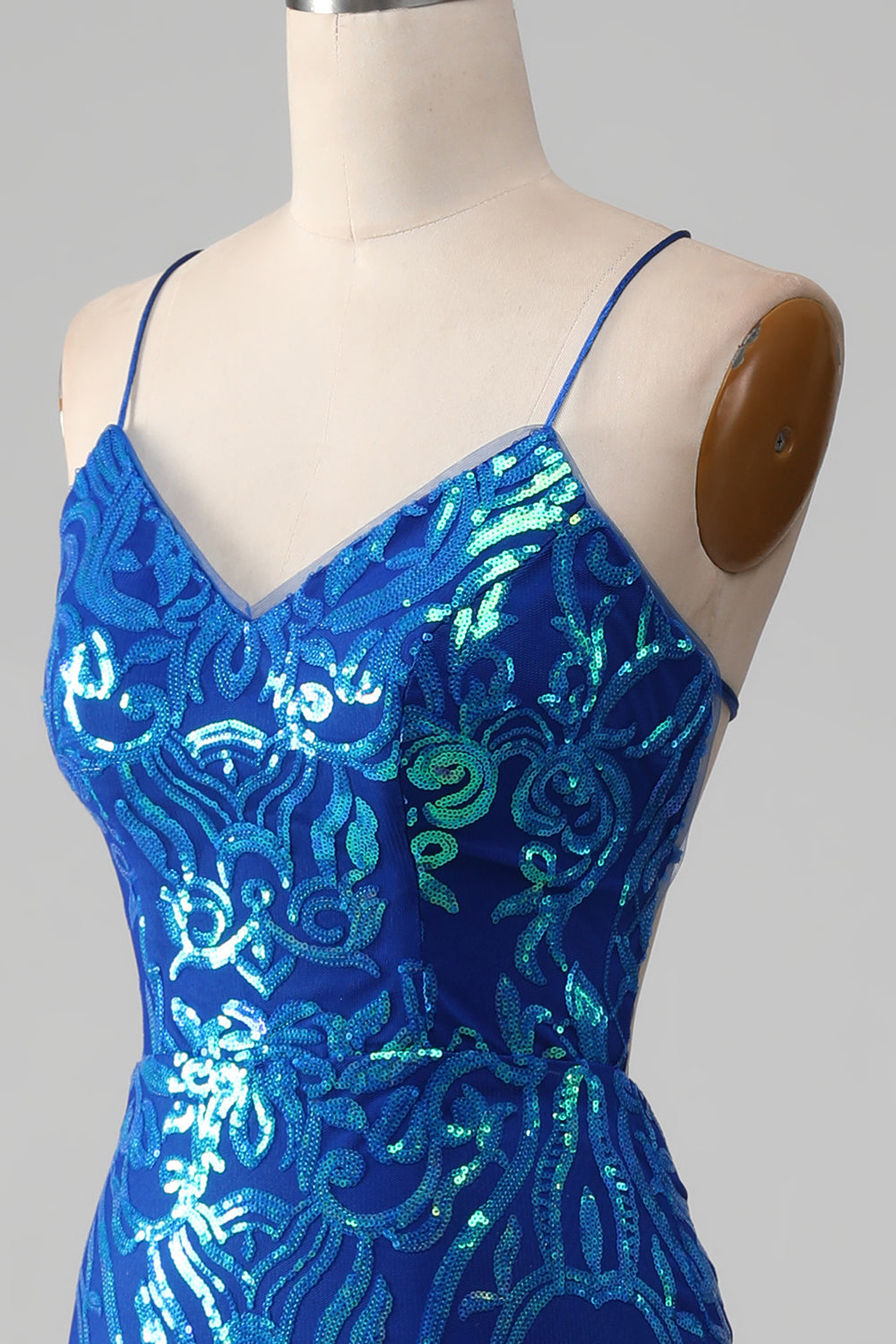 Kongeblå Havfrue Sparkly Gallakjole med slids