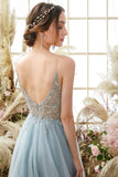 Lysebla Overtraksmeteriale Tulle Prom Kjole